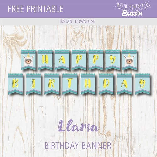 Free printable Llama Birthday Banner