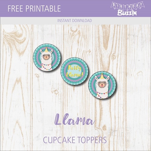 Free printable Llama Cupcake Toppers