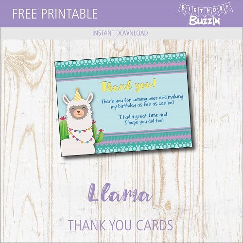 Free printable Llama Thank You Cards