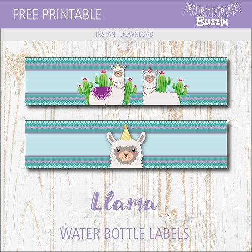 Free printable Llama Water bottle labels