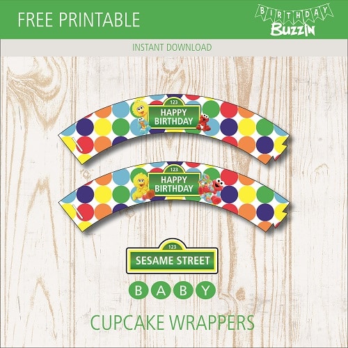 Free printable Sesame Street Cupcake Wrappers