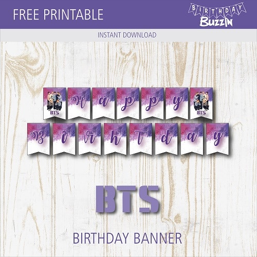 Free Printable BTS Birthday Banner Birthday Buzzin