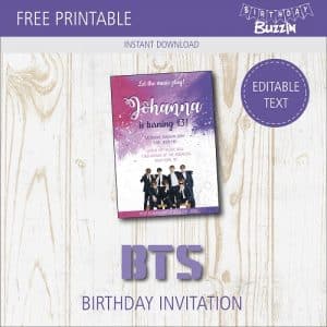 Free printable BTS Birthday party Invitations