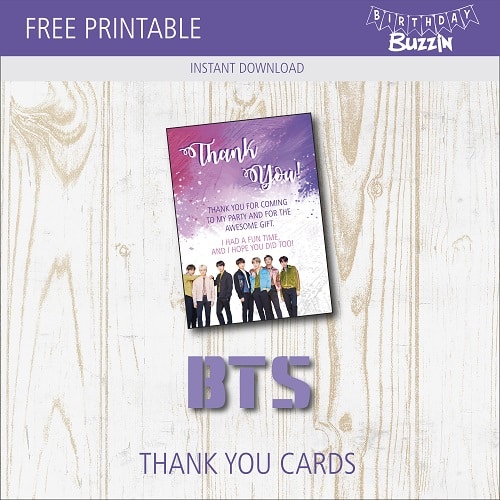 Free printable BTS Thank You Cards