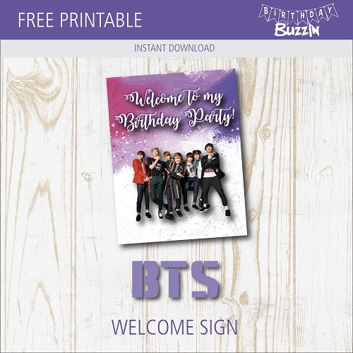 Free Printable BTS Welcome sign