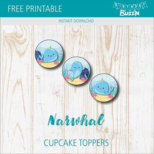 Free printable Narwhal Cupcake Toppers