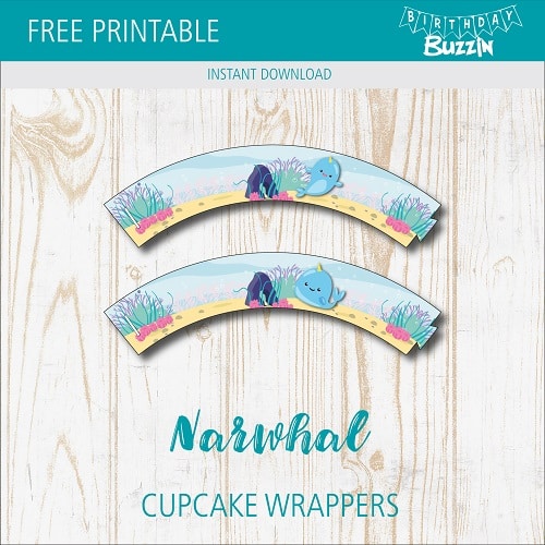 Free printable Narwhal Cupcake Wrappers