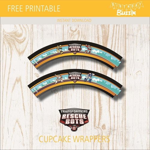 Free printable Rescue Bots Cupcake Wrappers