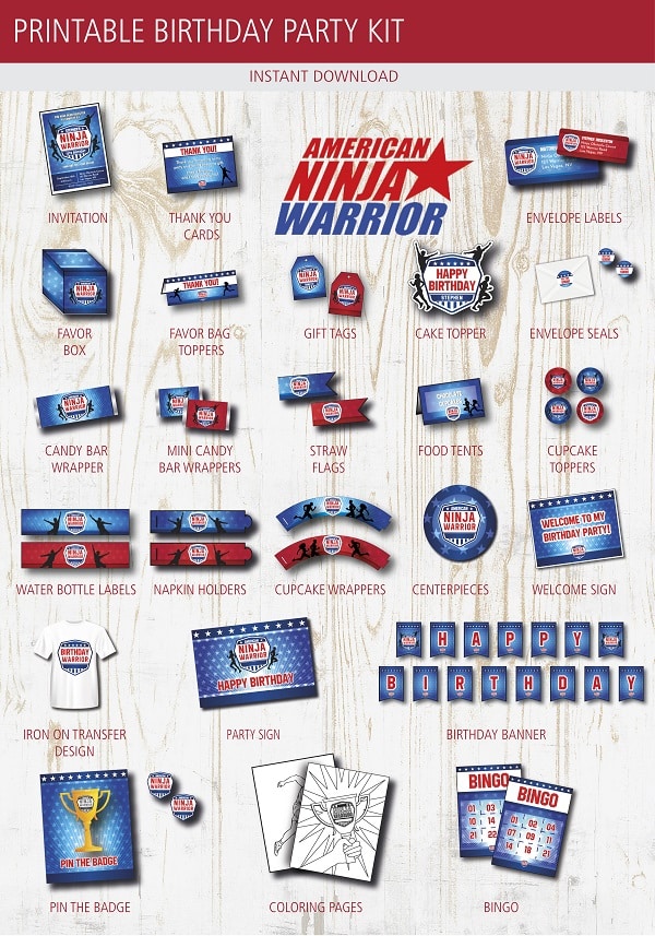 American Ninja Warrior Birthday Party Printable Kit