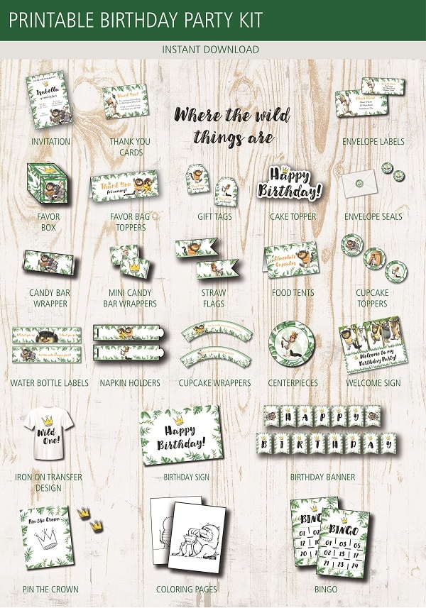 Where the wild things are printable party kit