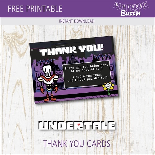 Free Printable Undertale Thank You Cards