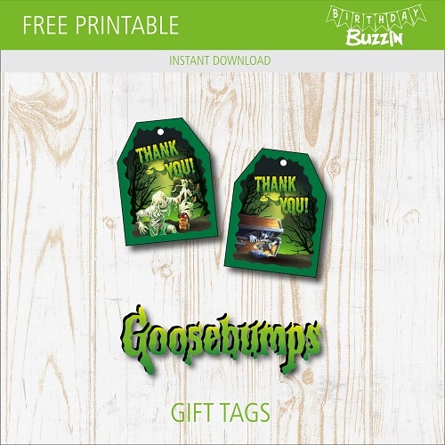 Free printable Goosebumps Favor Tags