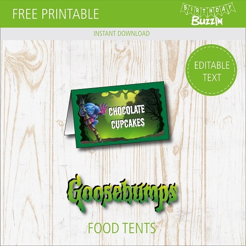 Free printable Goosebumps Food tents