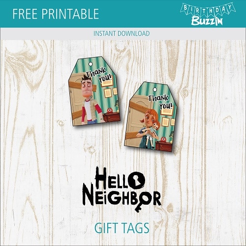 Free printable Hello Neighbor Favor Tags