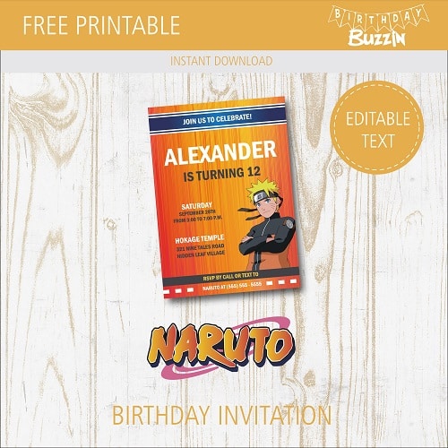 10 BEST] Invitations Naruto, DIGITAL, WHATSAPP