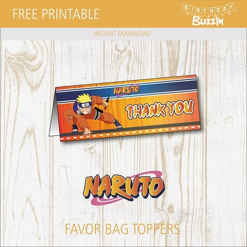 Free printable Naruto Favor Bag Toppers