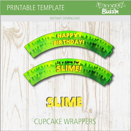 Free printable Slime Cupcake Wrappers