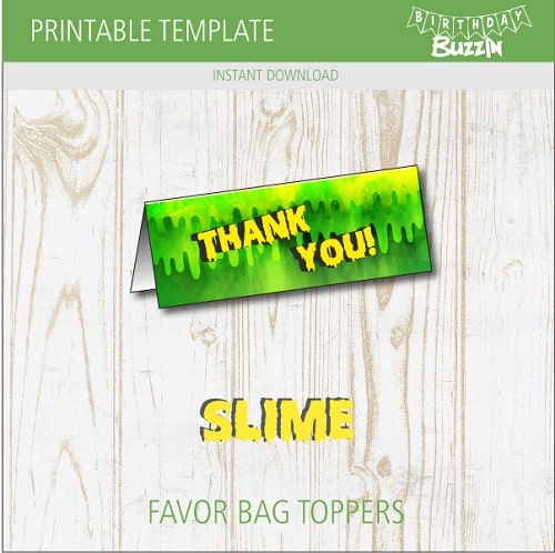 Free printable Slime Favor Bag toppers