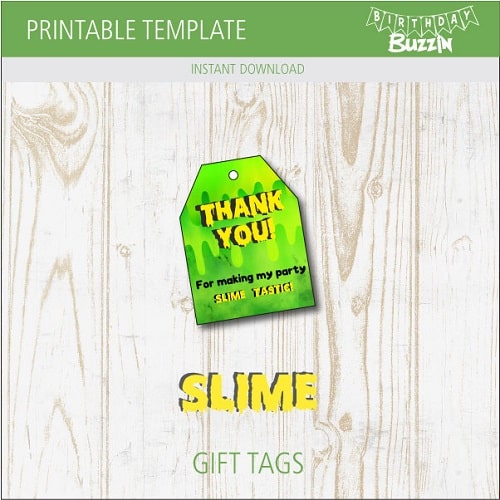Free printable Slime Favor Tags