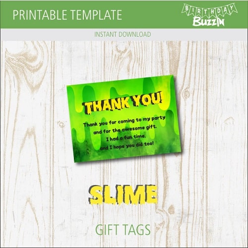 Free printable Slime Thank You Cards