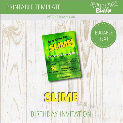 Free Printable Slime Birthday Party Invitations Birthday Buzzin