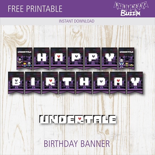 Free Printable Undertale Birthday Banner Birthday Buzzin