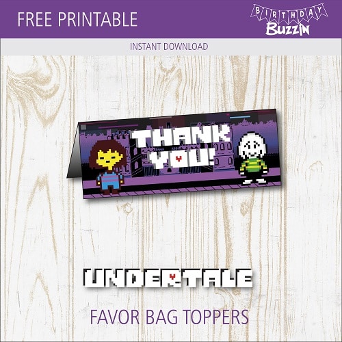 Free printable Undertale Favor Bag Toppers
