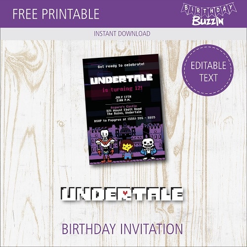 Free Printable Undertale Birthday Party Invitations Birthday Buzzin