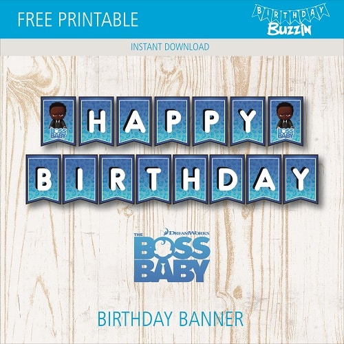 Free Printable African American Boss Baby Birthday Banner