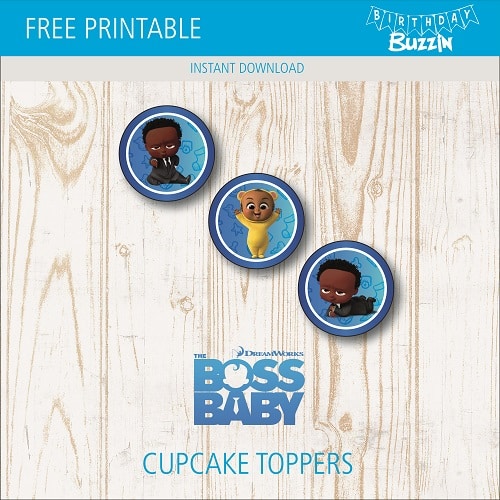 Free Printable African American Boss Baby Cupcake Toppers
