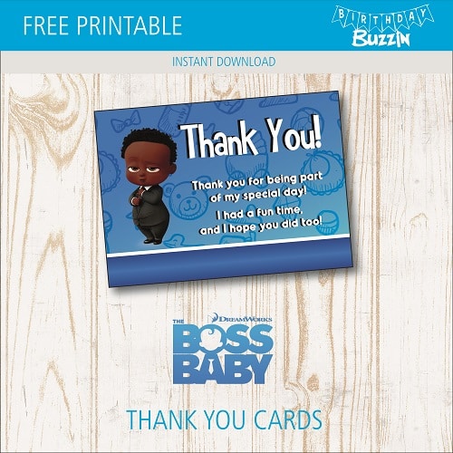 Free Printable African American Boss Baby Thank You Cards