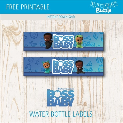 Free Printable African American Boss Baby Water bottle labels