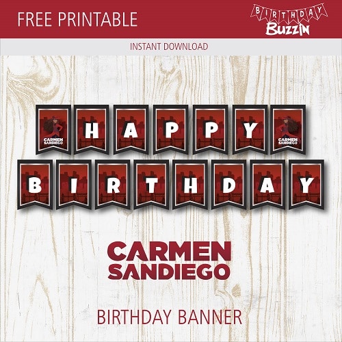 Free Printable Carmen Sandiego Birthday Banner