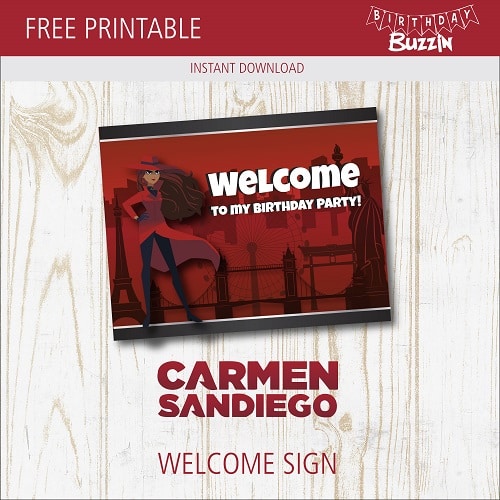 Free Printable Carmen Sandiego Welcome Sign