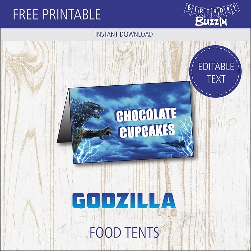 Free Printable Godzilla Food tents
