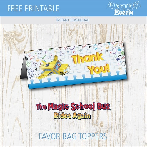 Free Printable Magic School Bus Favor Bag Toppers