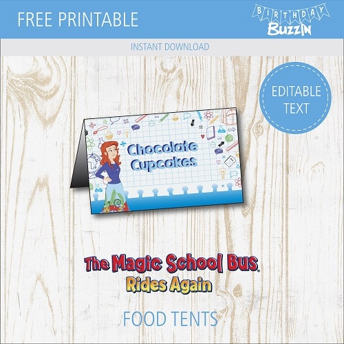 Free Printable Magic School Bus Food tents