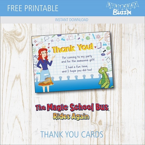 Free Printable Magic School Bus Thank You Cards