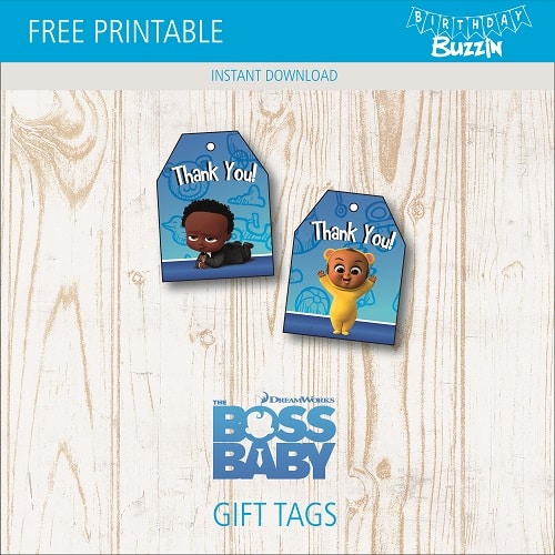 Free printable African American Boss Baby Favor Tags