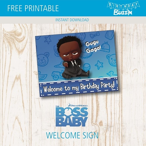 Free printable African American Boss Baby Welcome Sign