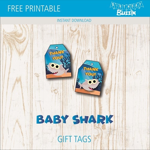 Free printable Baby Shark Favor Tags