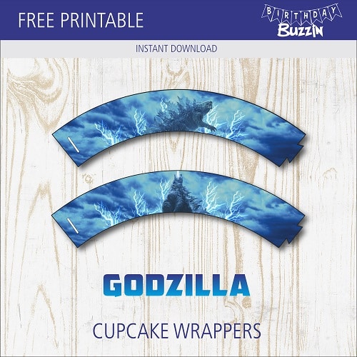 Free printable Godzilla Cupcake Wrappers