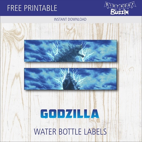 Free Printable Godzilla Water Bottle Labels