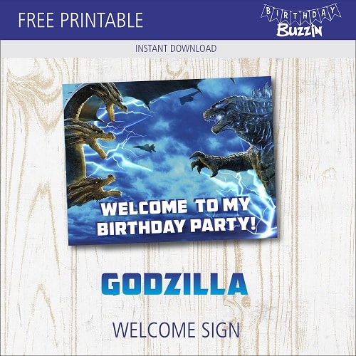 Free printable Godzilla Welcome Sign