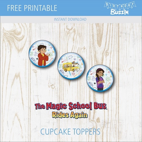 Free printable Magic School Bus Cupcake Toppers