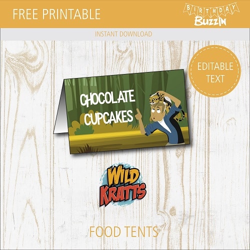 Free printable Wild Kratts Food tents