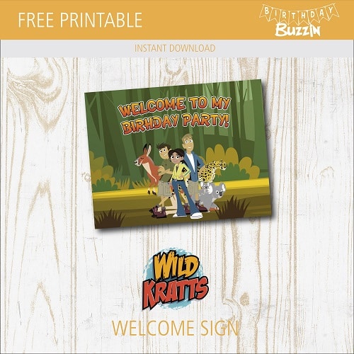 Free printable Wild Kratts Welcome Sign