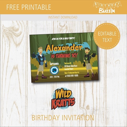 Free printable Wild Kratts birthday party Invitation