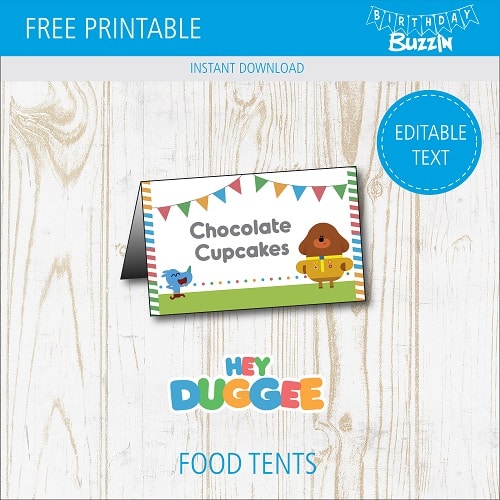 Free Printable Hey Duggee Food tents