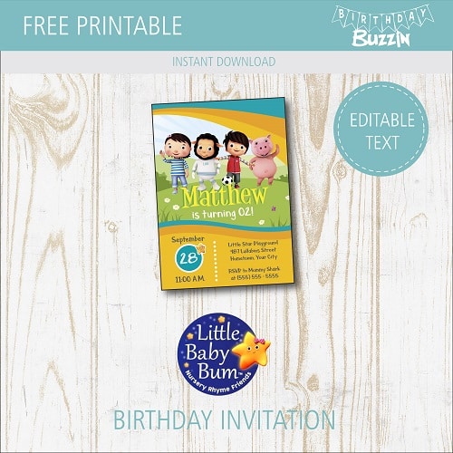 Free Printable Little Baby Bum Birthday Party Invitations